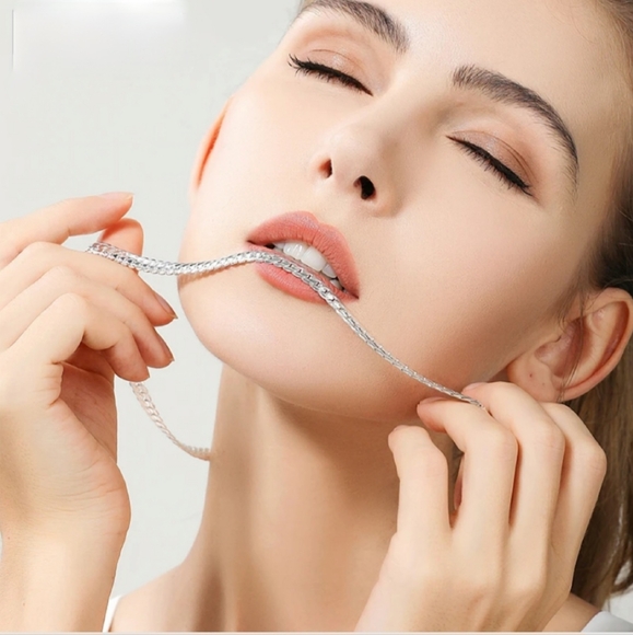 Silver Plated Chain Necklace Women & Men - Picture 5 of 11